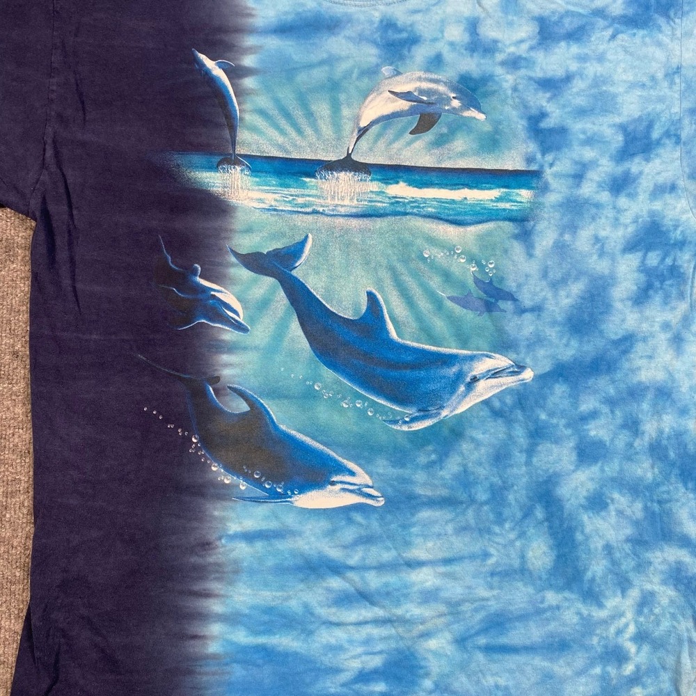 Gildan Dolphin‎ Tie Dye Graphic T-Shirt Mens XL Blue Navy Ocean Marine Life Tee - Picture 3 of 7